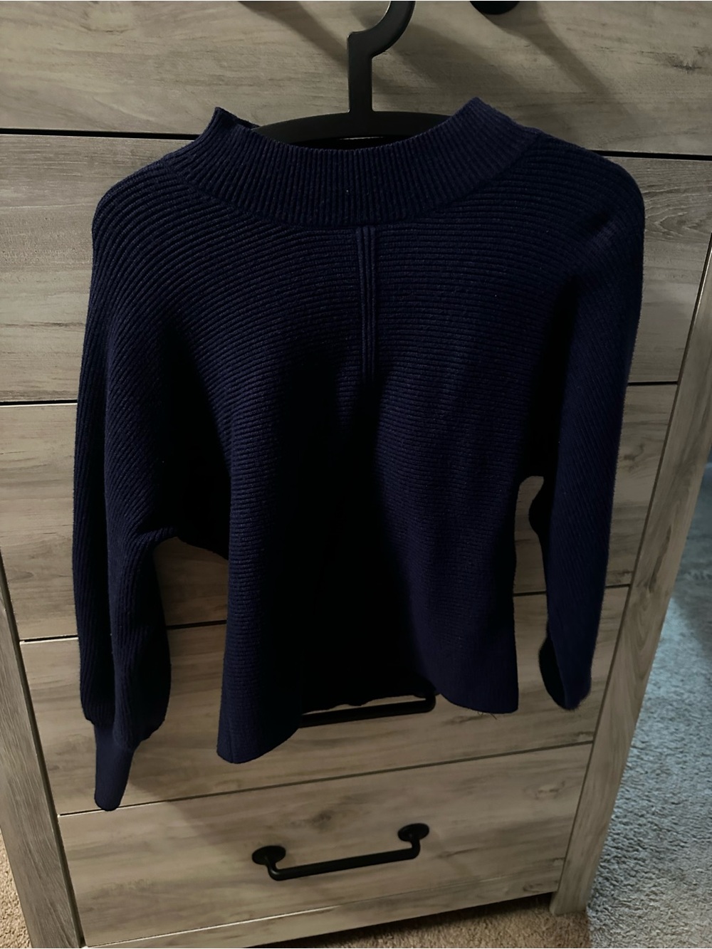 Women's Dark Navy Ribbed Crewneck Knit Top